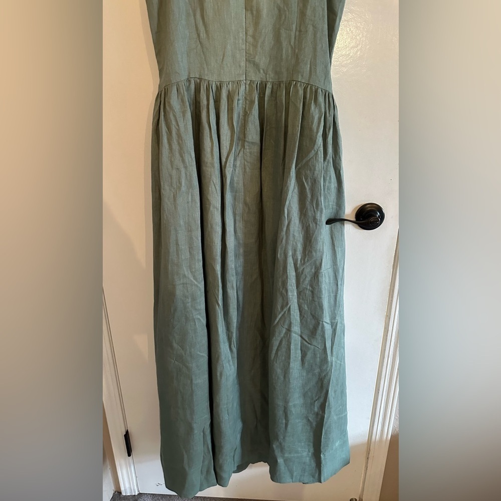Sage 100% Linen Lined Skirt Maxi Dress NWT M TALL - Picture 5 of 7